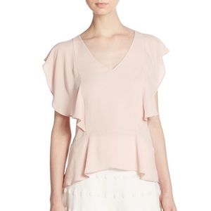 BCBGMaxAzria Lindley Dusty Rose Pink Ruffle Top